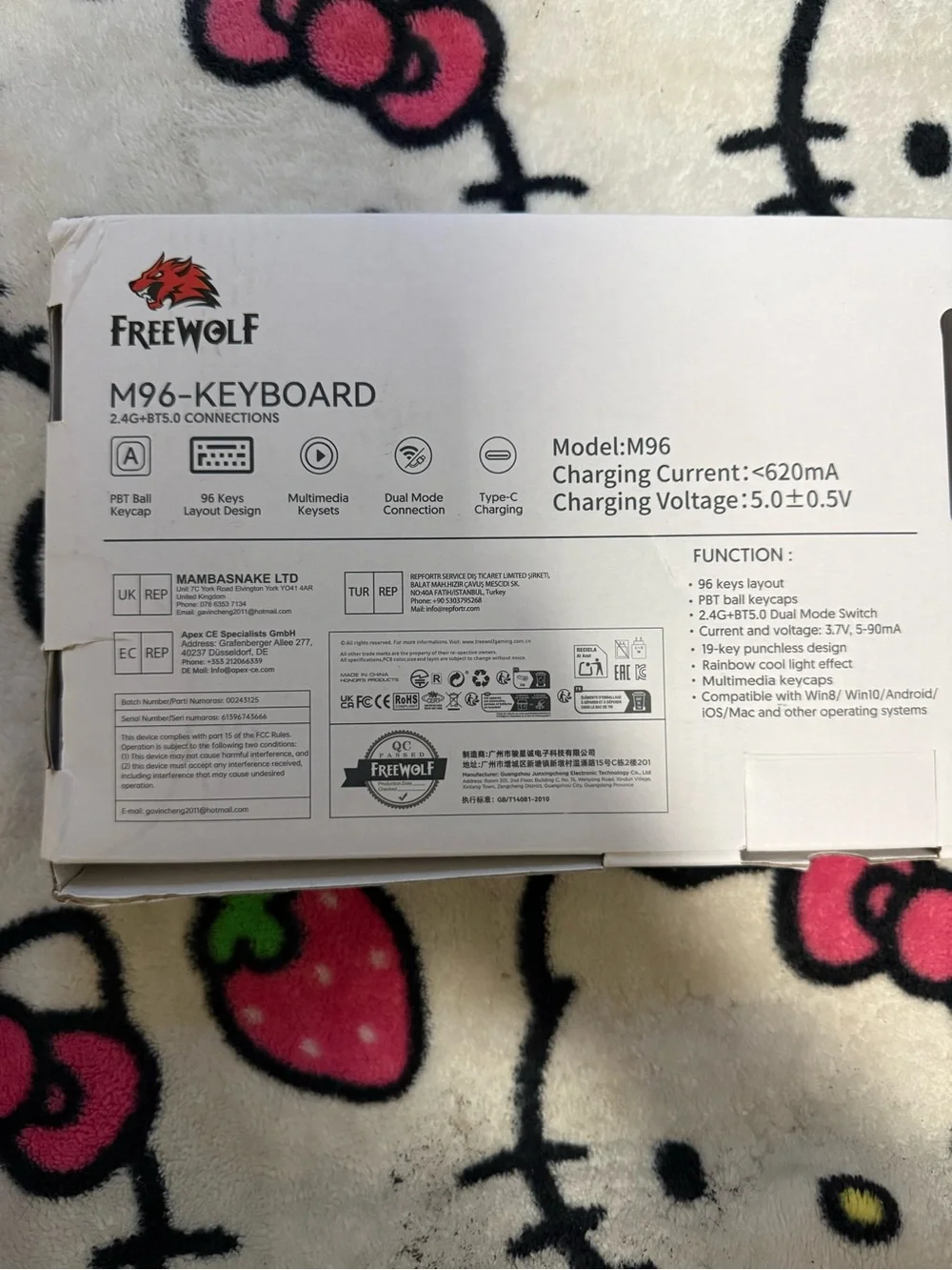 Freewolf 96-Key Mechanical Keyboard — Cream, Brown & Gray